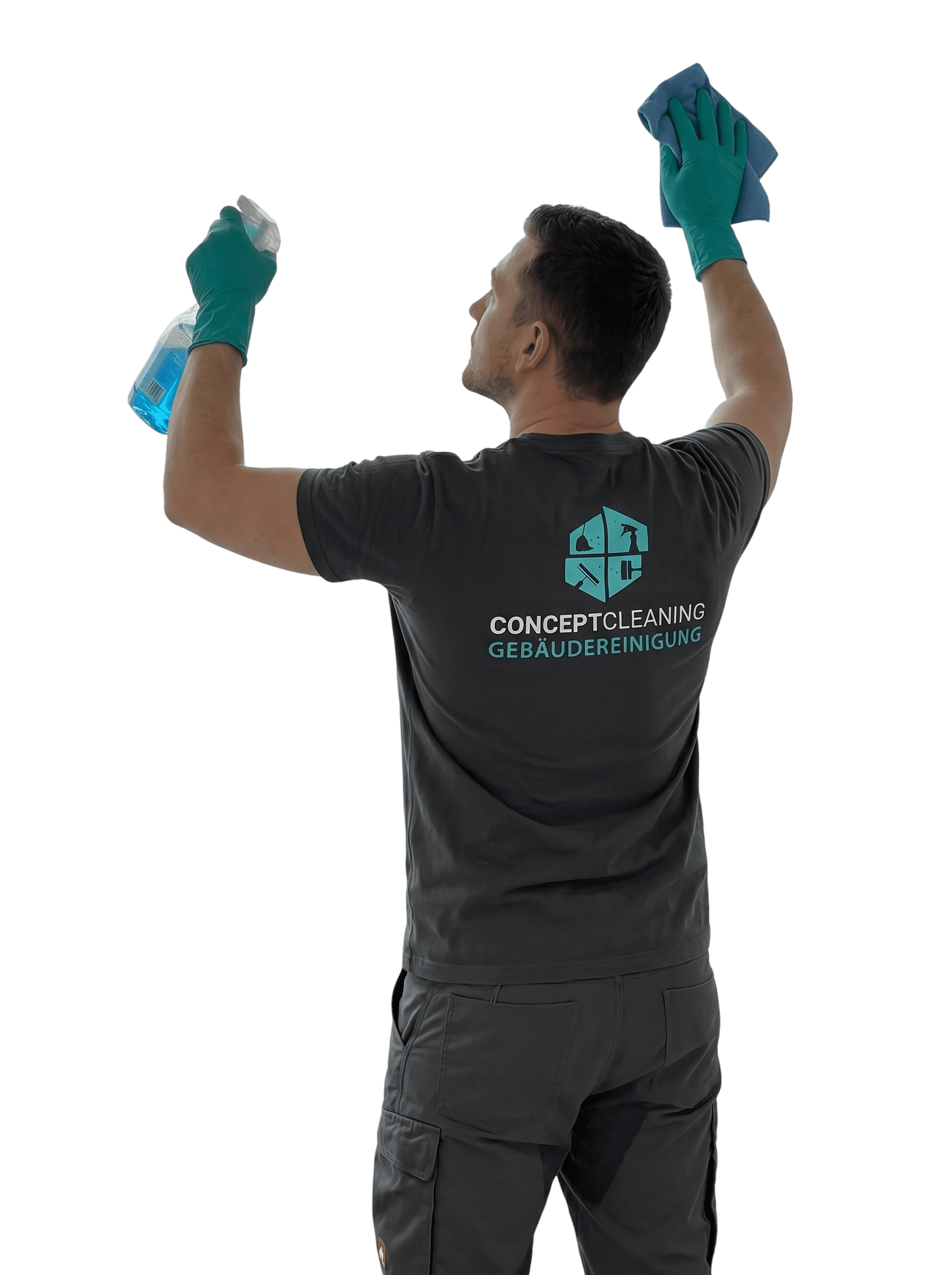 ConceptCleaning Mitarbeiter mit Sprühflasche