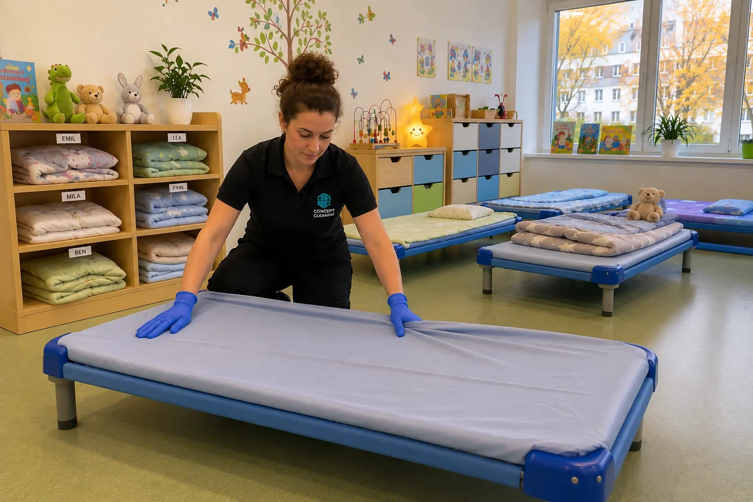 Professionelle Kitareinigung: Schlafraum und Bettenpflege in Hildesheim