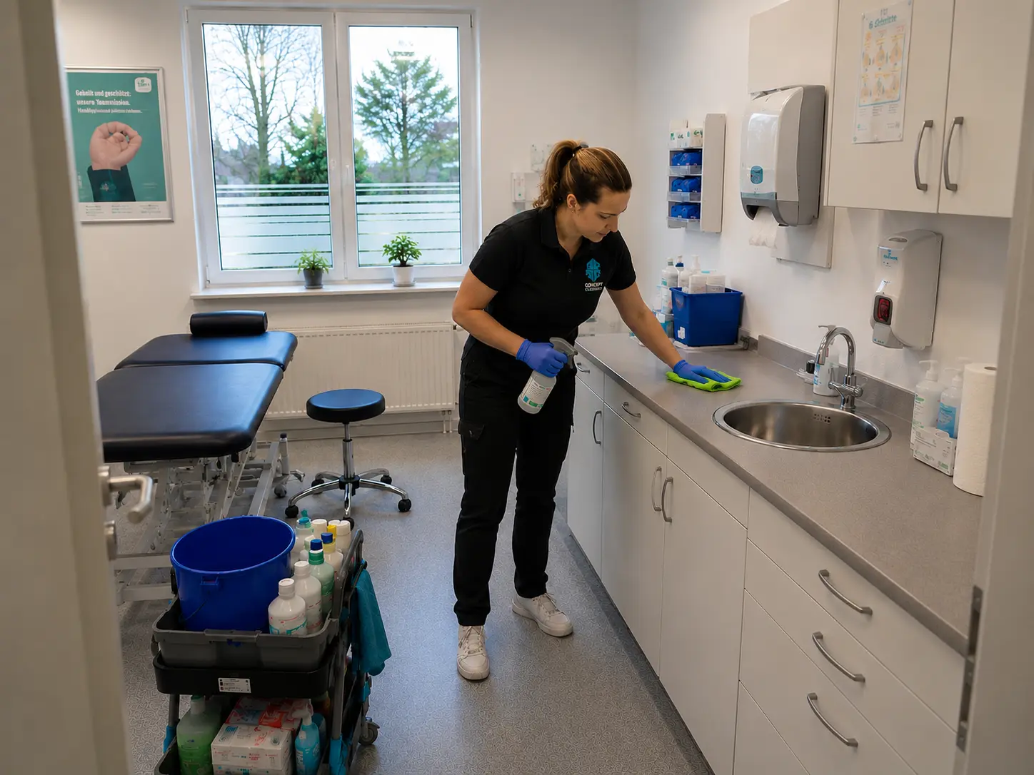 Detailreinigung am Waschbecken in der Arztpraxis in Kassel